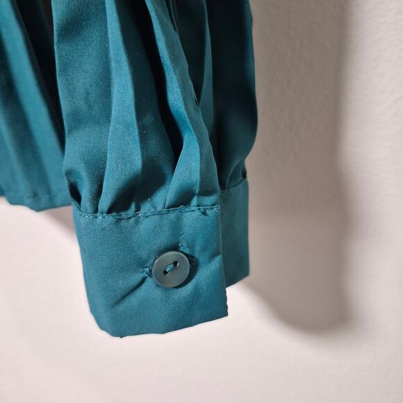 Zac & Rachel Womens Emerald Green Blouse Long-sleeved Small Accordion Stretch - Picture 7 of 15